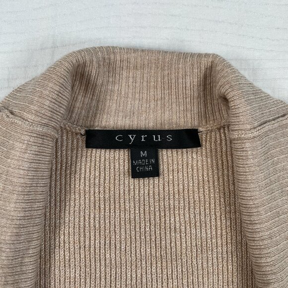 Cyrus Cardigan Sweater Open Front Front Pockets Vented Sides Tan Women's Size M - Picture 4 of 16